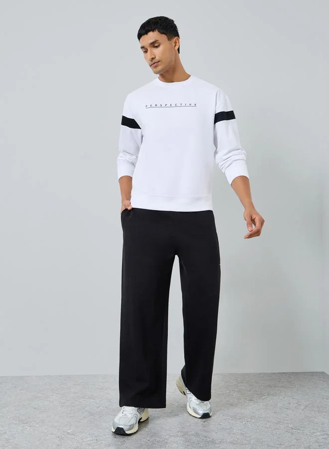 Styli Men White Perspective Print Sweatshirt